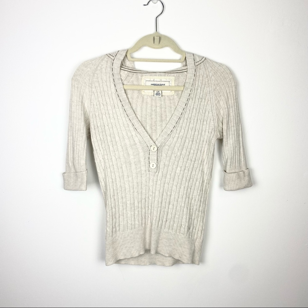 American Eagle Cable Knit Button Hoodie - image 5